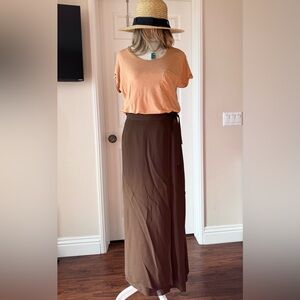 Banana Republic silk wrap around brown  maxi skirt in size 12
